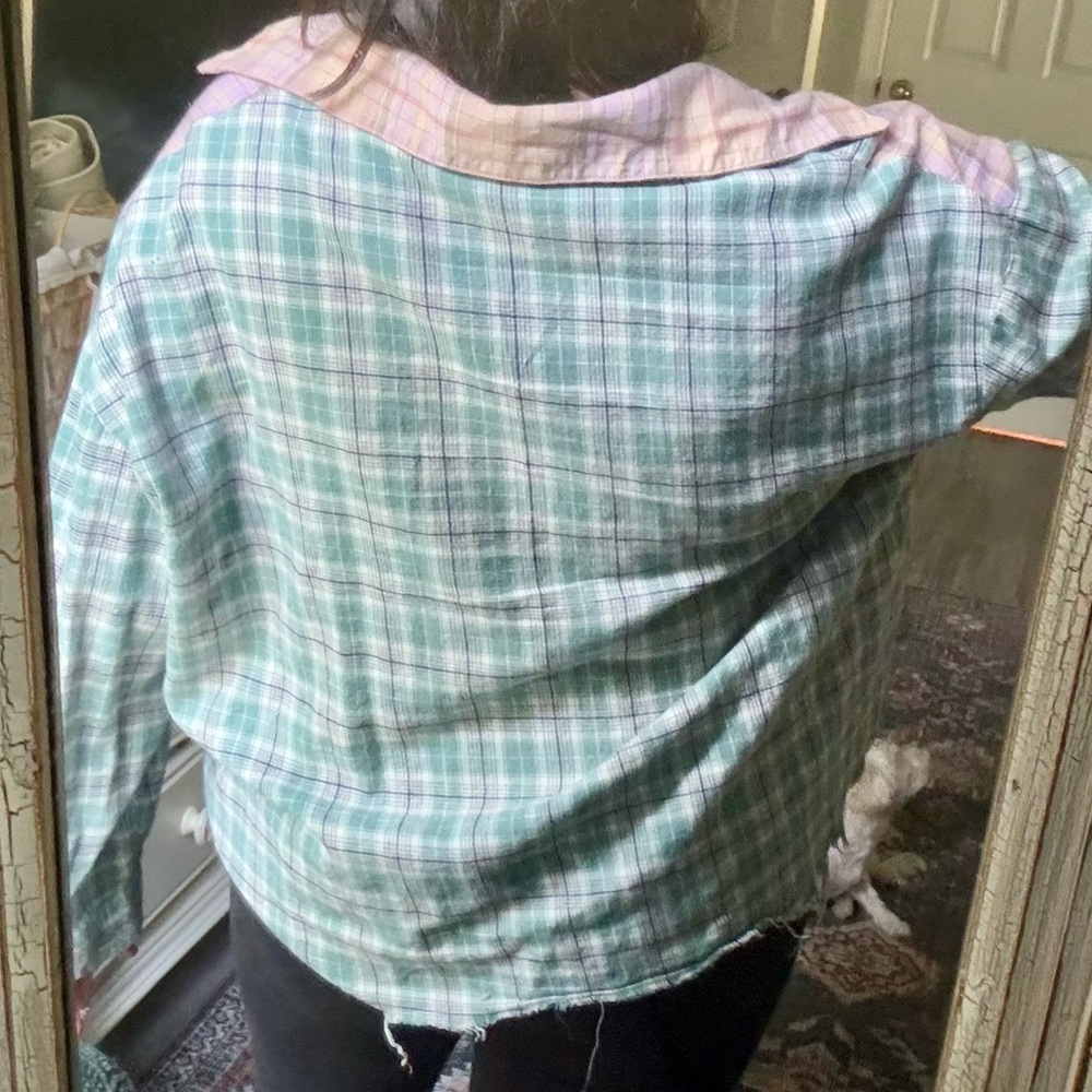 Patchwork Cropped Flannel - image 3